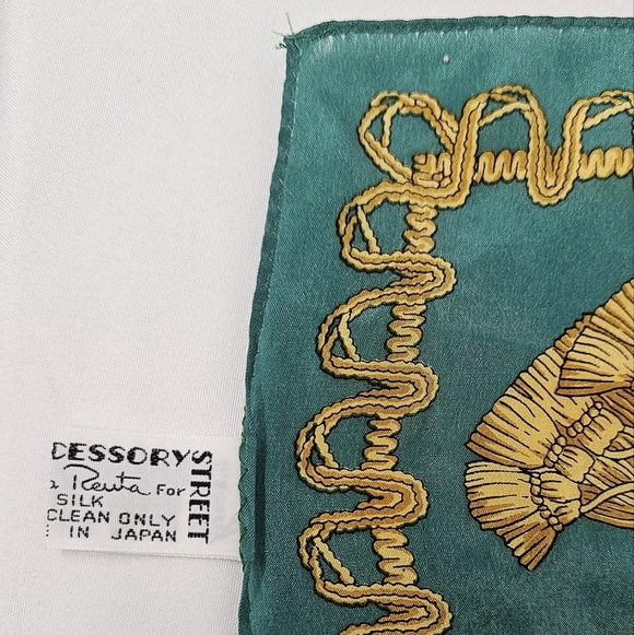 Oscar De La Renta Vintage Silk Scarf In Green White And Yellow - Picture 11 of 12